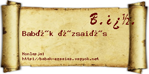 Babák Ézsaiás névjegykártya